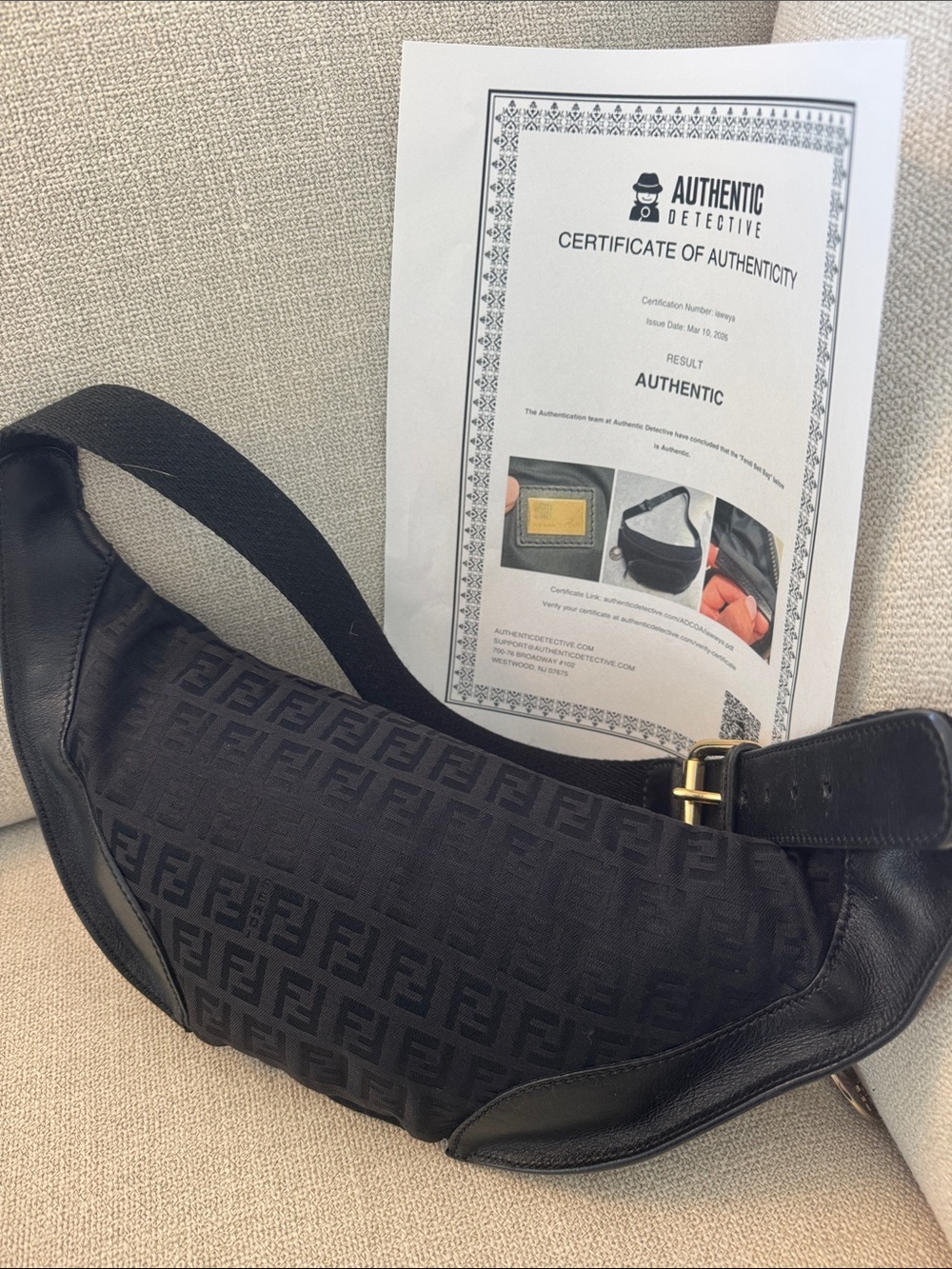 Authentic Fendi Zucchino Zucca Black Belt Bag / Bum Bag / Waist Bag Vintage Y2K - Picture 4 of 12